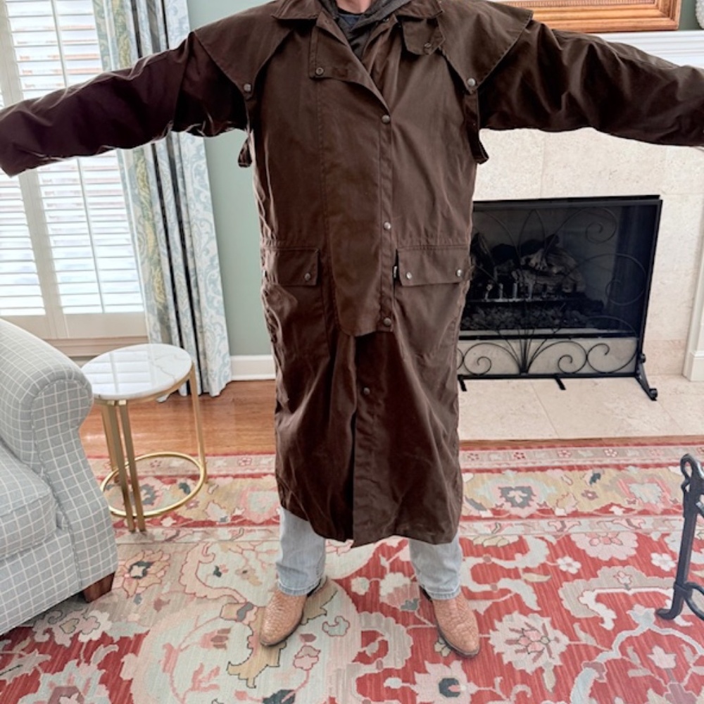 KAKADU TRADERS Australia Oilskin Waxed Duster Rain Coat. - L - Vintage